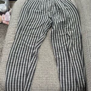 Chic Black and White Plaid Women's Trousers